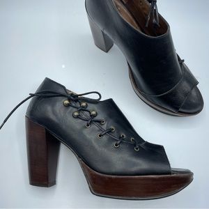 John Fluevog Black Lace-Up Ankle Booties